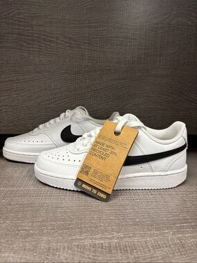 Women's Nike Court Vision Lo Next Nature Shoes (White/Black) - Size 5